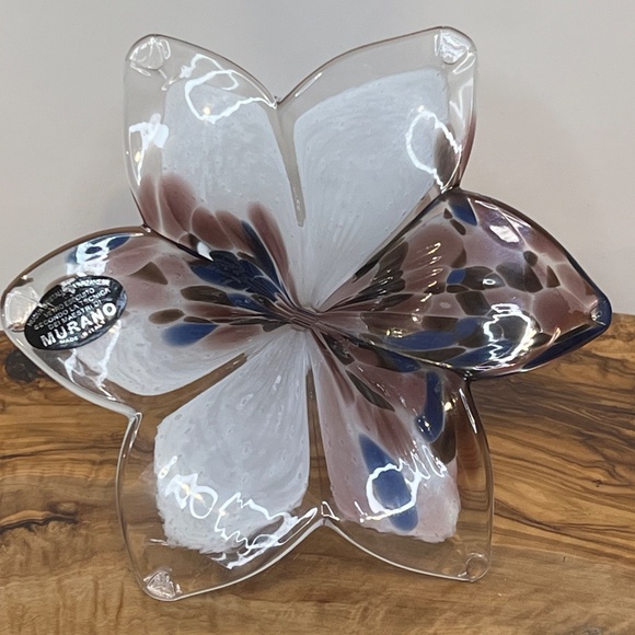 Italian Murano Hand Blown Art Glass Flower Made in Italy VTG 5.5” - Picture 11 of 14